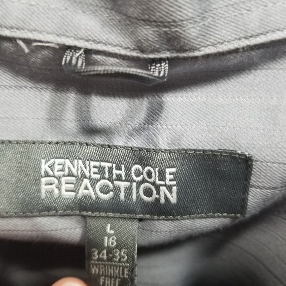 Kenneth Cole Reaction Men’s Size 16 34/35 Gray Long Sleeve Button Up Dress Shirt - Picture 11 of 12